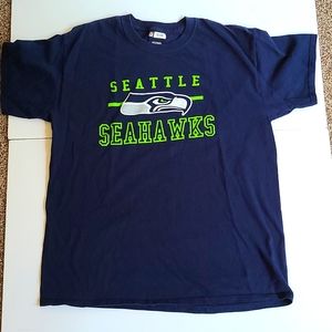 NFL Team Apparel Large navy blue green Seattle seahawks short sleeve crewneck